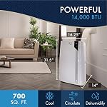 DeLonghi Portable Air Conditioner 14,000 BTU,cool extra large rooms up to 700 sqft,remote,energy saving mode,extremely quiet,dehumidifier,fan,programmable,window venting kit,AC Unit for room,EX390LVYN