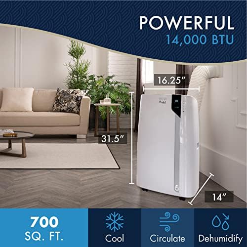 DeLonghi Portable Air Conditioner 14,000 BTU,cool extra large rooms up to 700 sqft,remote,energy saving mode,extremely quiet,dehumidifier,fan,programmable,window venting kit,AC Unit for room,EX390LVYN - 1