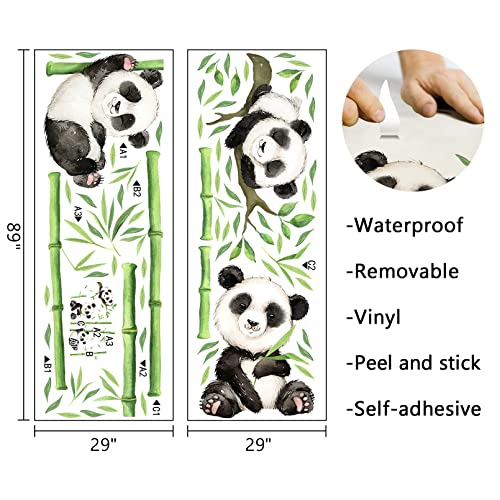 Mfault Panda With Bamboo Wall Decals Stickers, Cute Animal On Branch Nursery Decorations Baby Boys Girls Bedroom Playroom Art, Cartoon Neutral Toddlers Kids Room Decor Gifts #TOP1