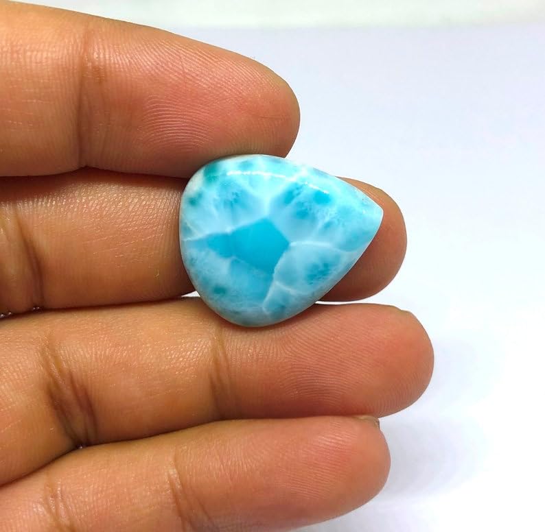 Cabochon Larimar poire 23x20x5mm pour création de bijoux DIY
