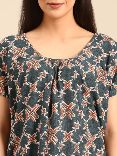 Image of Rupa Jon Aishwarya Women Full Length Printed Nighty in Premium Cotton Blend Fabric, Night Dress, Maxi Nighty for Comfortable Everyday Wear, Free Size