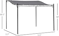 Vista 7 de Outsunny - Pérgola de acero para exterior de 10 x 10 pies, toldo de patio con tela resistente al clima y orificios de drenaje para el patio trasero