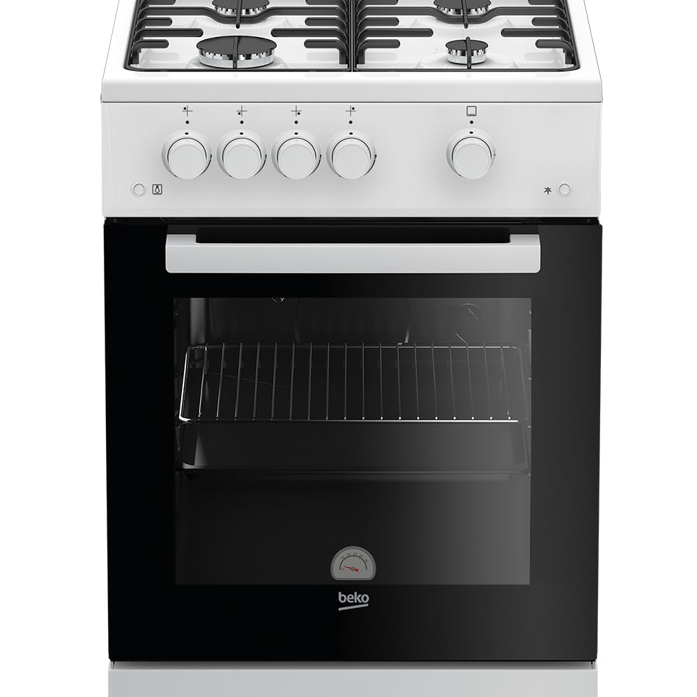 Beko FSG52010FW Freistehender Gasherd 50 cm 4 Kochzonen Gasbackofen mit Elektrozündung Weiß
