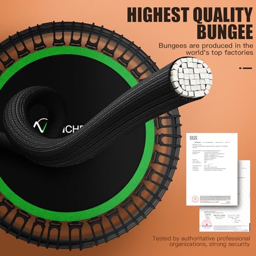 Image of ANCHEER 40 inch /48 inch Foldable Mini Trampoline,Max Load 450lbs /550lbs Indoor Trampoline,with 4 Level Adjustable Foam Handle and Resistance Bands,Adult Exercise Trampoline for Home, Garden, and Gym