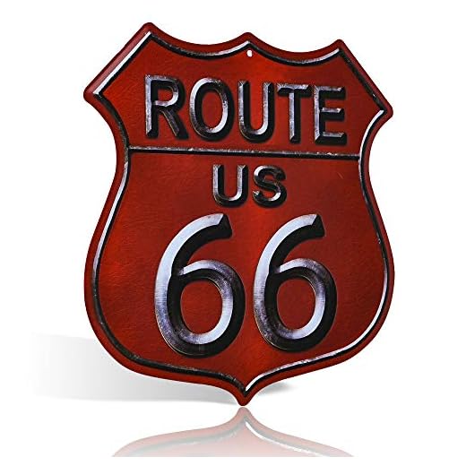 Señal de metal de Route 66, estilo rústico vintage, para garaje, decoración de pared