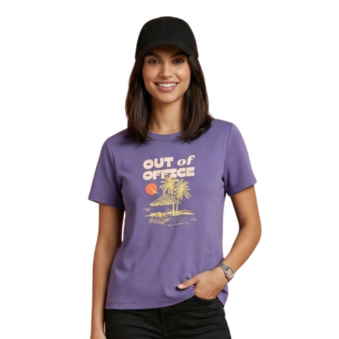 nobero 100% Cotton T-Shirts for Women Stylish | Regular Fit | Graphic Printed T Shirts for Women 180 GSM Combed Cotton | Crew Neck Half Sleeve-picture-34