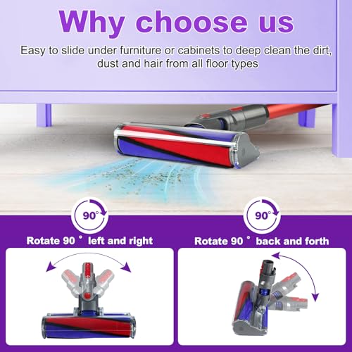 Image of Soft Roller Cleaner Head Compatible with Dy son V10 V11 V15 V8 V7 Cordless Vacuum, Quick Release Fluffy Vacuum Head Replacement Attachments Parts Accessories for Hardwood, Vinyl Floor