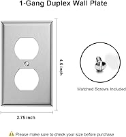 Vista 7 de Paquete de 4 cubiertas de salida de placa de interruptor de pared dúplex individual – Cubiertas de placa de salida de receptáculo de acero