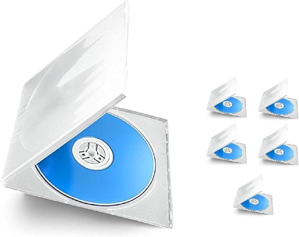 Case CD DVD Disc Holder Protection Single Disc White Transparent Colour (1 Pack in 5 Piece)