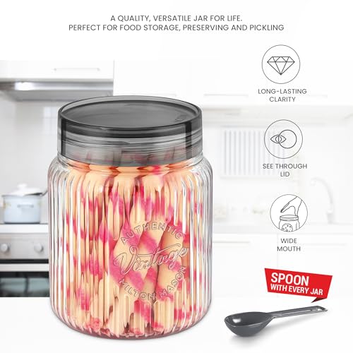Image of MILTON Olive 1500 Airtight Food Grade Modular Plastic Container | BPA Free, Stackable & Transparent | Wide Mouth with See-Through Lid | Ideal for Cereals, Pulses, Spices, Set of 2, 1500 ml each, Grey