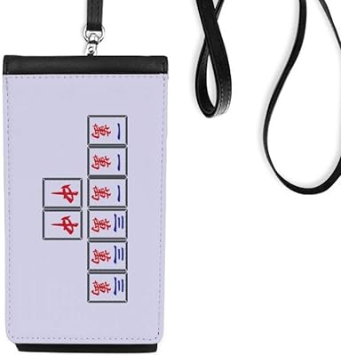 Winning Suit Mahjong Tiles Phone Wallet Purse Hanging Mobile Pouch Black Pocket
