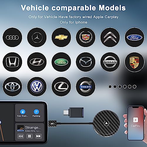 Adaptador de CarPlay sem fio [2023 mais recente] para carros com Apple CarPlay com fio de fábrica, P