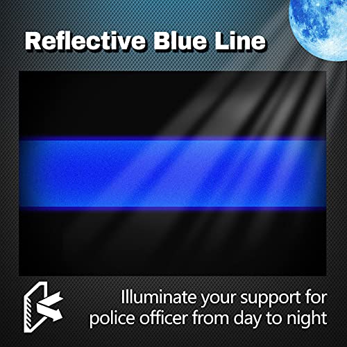10 Pack Reflective License Plate Stickers (1.5" X 1") Police Thin Blue Line Vinyl Decal Stickers Honoring Police Law Enforcement Vinyl Window Laptop Tape #TOP3
