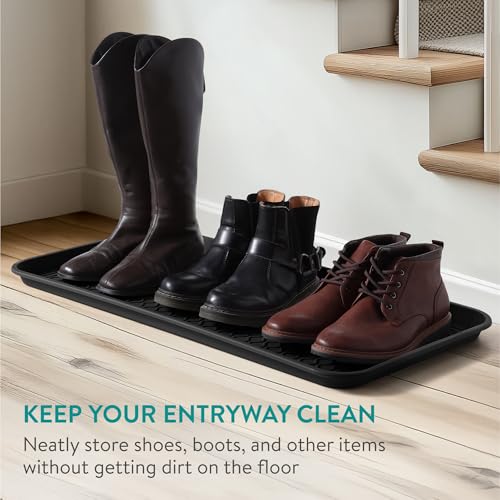 Navaris 3er Set XL Schuhablage Schuhabtropfschale - Schuhmatte Abtropfmatte - Abtropfmatte Schuhe - Schuhtablett Abtropfschale Groß - Schuhwanne - Abtropfschalen Schuh - Schwarz