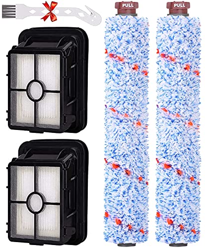 for Bissell CrossWave Vacuum Cleaner Replacement Parts 2 Pack 1868 Bissell CrossWave Multi-Surface Brush Rolls Tangle-Free+ 2 Pack 1866 Replacement Vacuum Filters Part 1608683 1608684 1613568