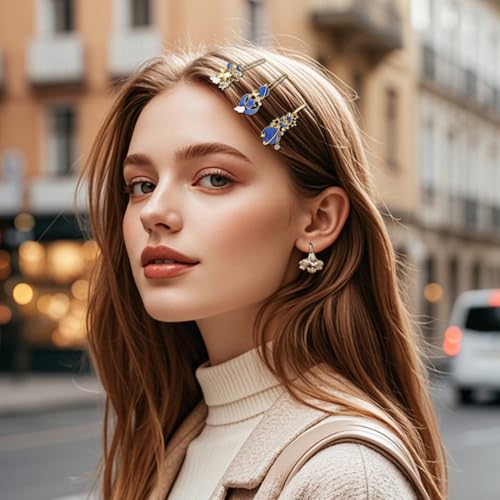 Beavorty 9 Piezas Pinza para Cabello Clip Lateral Dorado Luna Estrella Con Cristales Y Perlas miniatura 5