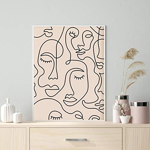 Affiche Toile Art Minimaliste Visage Femme 50x70cm Décoration Murale Salon