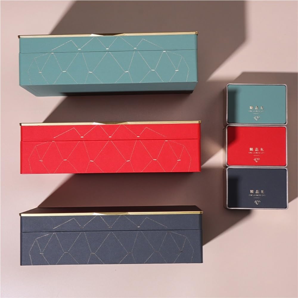 Bocaux Rangement Cuisine Conteneurs de Stockage thé en Vrac Boîtes métalliques scellées carrées Fer vides Service à Coffret Cadeau Quatre boîtes(A)