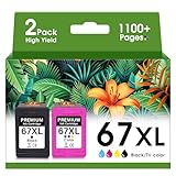 JYZBRW 67XL Ink Cartridges Black and Color Combo Pack Compatible for hp Ink 67 Work with DeskJet 2700 2700e 2752e 2755e 4155e 4155 Envy 6400 6055 6055e 6455e Envy Pro 6452 6458 6475 2Pack