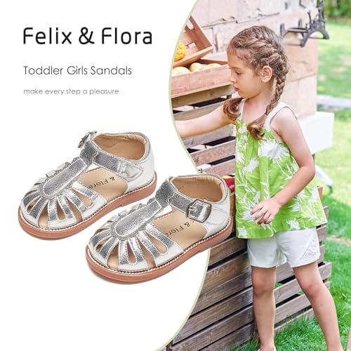 Image of Felix & Flora Toddler Girls Sandals Soft Rubber Princess Flat Shoes Flower Girl Shoes