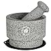 Mortar and Pestle Set - 5.5 Inch, 17 Oz - Unique Double Sided - Pestle and Mortar Bowl Solid Stone Grinder - Guacamole Mortar and Pestle Large - INCLUDED: Silicone Lid/Mat and Spoon