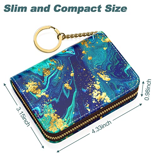 Image of Nipichsha Credit Card Holder, Small RFID Card Wallet for Women, Slim Leather Card Holder Wallet, Ocean Marble, 4.33 x 3.15 x 0.98 inches, Fashions
