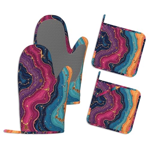 Gants de cuisine en marbre abstrait pour cuisson au four - 2