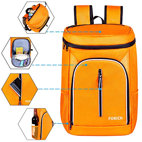 Image of FORICH Soft Cooler Backpack Insulated Waterproof Backpack Cooler Bag Leak Proof Portable Small Cooler Backpacks to Work Lunch Travel Beach Camping Hiking Picnic Fishing Beer for Men Women (Orange)