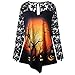 Produktbild OverDose Damen 2019 Horror Style Frauen Halloween Hexe Bedrucktes Design T-Shirt Bluse Spitzeneinsatz Clubbing Party Slim Shirt Top