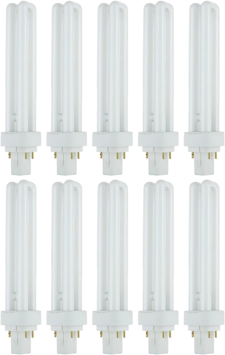 Diodesy- PLD26/SP27K Double Tube Compact Fluorescent Lamp 2-Pin G24D-3 Base 26W 1560 Lumens 2700K Warm White U-Shaped Twin Tube CFL Light Bulb Pack of 10