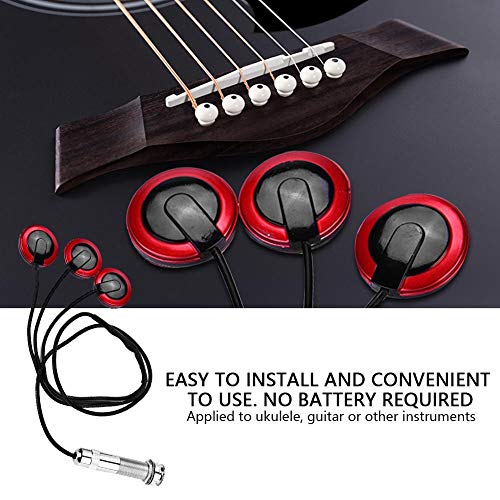 Alomejor Captador de guitarra autoadesivo transdutor Piezo 3 em 1 microfone contato com conector End