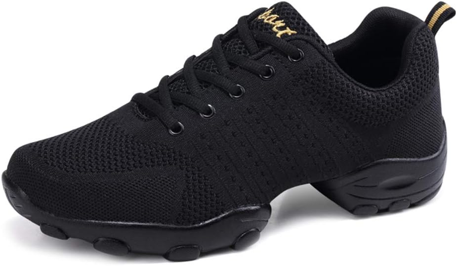 Men's Lace-up Dance Sneakers -Breathable Synthetic mesh -Split Sole Athletic Walking Jazz Dance Shoes Platform