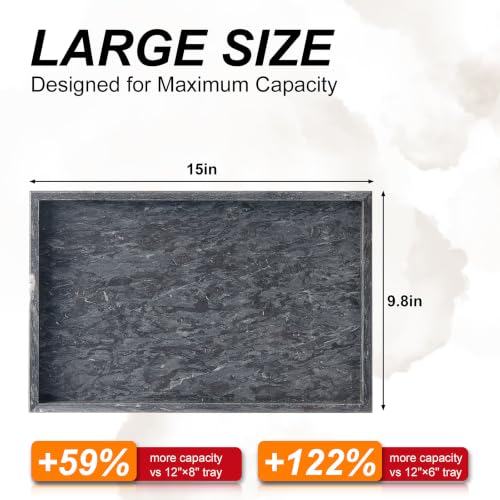 Image of Real Natural Large Marble Tray for Bathroom, Vanity, Kitchen Counter