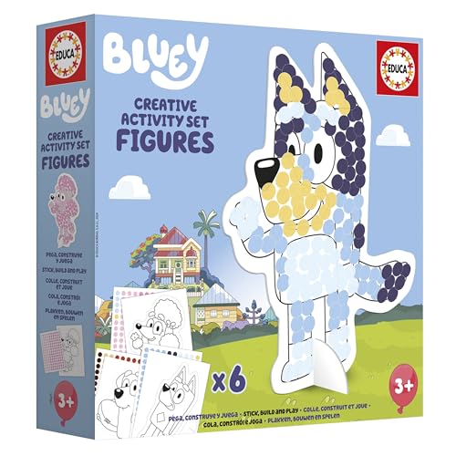 Educa Bluey Coffret créatif 3 en 1 avec trois activités: peindre par numéros créer 2 figures 3D à décorer et dessiner les personnages de la série Bluey à 'aide de pochoirs. + 19887 - vue 4