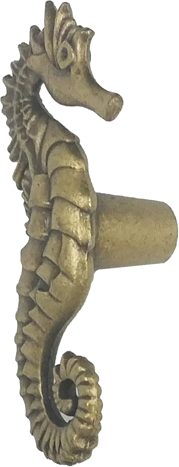 1 Coastal Collecton Seahorse Drawer Knob in Antique Brass