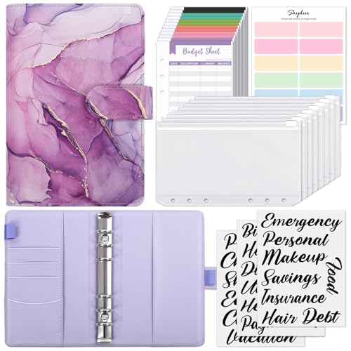 Image of SKYDUE Budget Binder, Money Saving Binder with Zipper Envelopes, Cash Envelopes and Expense Budget Sheets for Budgeting