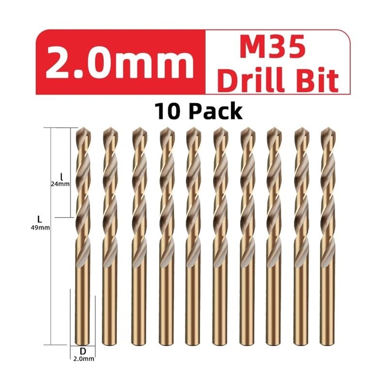 10PCS 6.5mm Twist Drill Bit Set M35 2 Edge HSS Hole Drill 8% High Cobalt Drill Bit for Stainless Steel Wood Metal Drilling Cutter DIOBFZFY