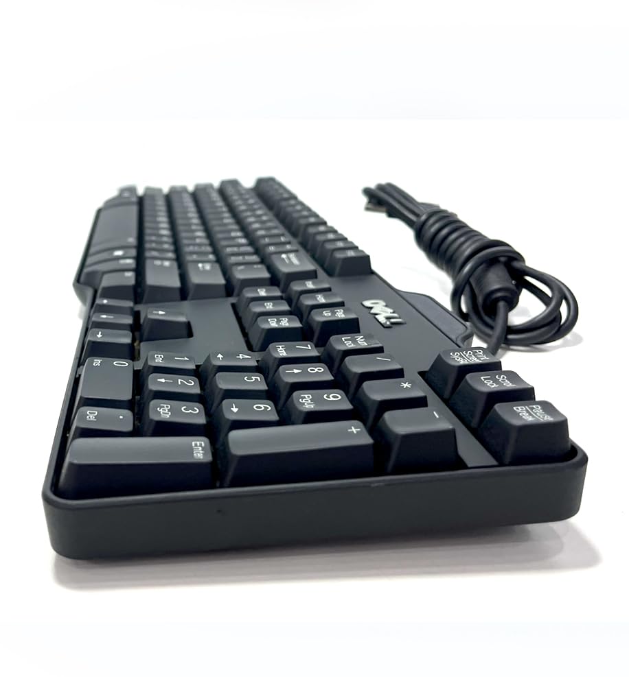 Refurbished Wired USB Keyboard – Full-Sized, Ergonomic, Quiet Typing, Plug-and-Play, Black