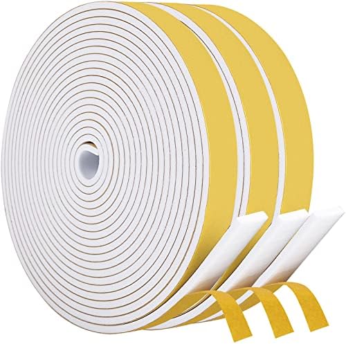 Amazon Brand - Eono Foam Seal Strip 12mm(W) x 6mm(T) Gasket Seal Foam TapeDoor Draught Excluder for Door Window Furniture, Door Draft Excluder with 2 PcsTotal 8M Long