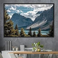 Framed Canvas Wall Art Calming Waters Aerial Cool Lake Landscape Multicolor Photography Realism Relax/Calm - 16x24 inches