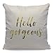 WONDERTIFY Hello Splendida federa per cuscino con citazione motivazionale dorata, federa per cuscino da divano, 45 x 45 cm, colore bianco
