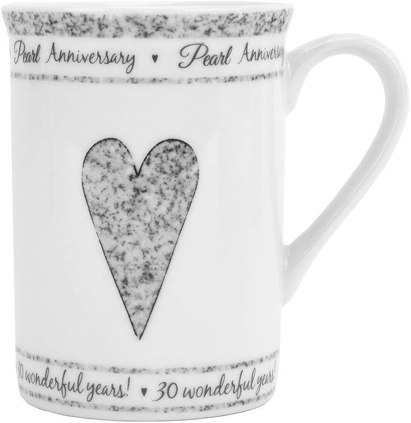 Beautifully Designed 30th Pearl Wedding Anniversary Set of Ceramic Mugs with Hearts | Dishwasher and Microwave Safe with Decorative Keepsake Box by Happy Homewares - Image 3