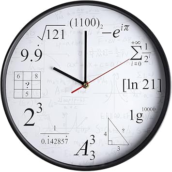 ساعة حائط الرياضيات المعادلات الرياضية ، صامتة لا تدق 12 بوصة بطارية كوارتز تعمل جولة حديثة وزارة الداخلية الديكور الفصل