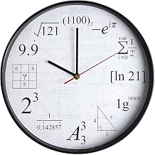 Wall Clock Decorative Mathematics 12 Inch Non-Adhesive Silent Quartz Math Equation Decorative Clocks Funny Mathematical Formula Clock for Mathematicians Home School Office