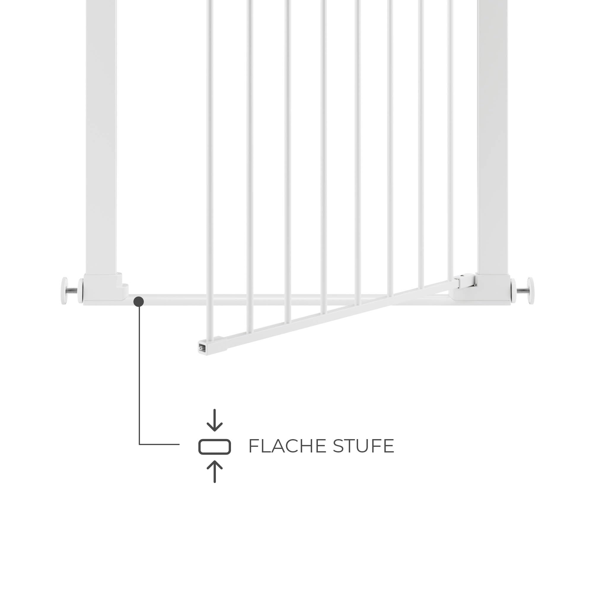 Kinderkraft Safe SNAP, Kinderschutzgitter ohne Bohren, Treppenschutzgitter Baby, Türschutzgitter mit Doppelsicherung, Druckmontage, niedrige Schwelle, Farbe Weiß