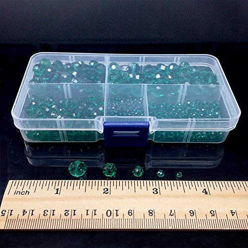 Image of Emerald Green Rondelle Glass Beads for Jewelry Making, Faceted Briolette Crytal Spacer Beads for Bracelet Necklace Earring (2mm 4mm 6mm 8mm 10mm Mixed Sizes, 1000pcs)