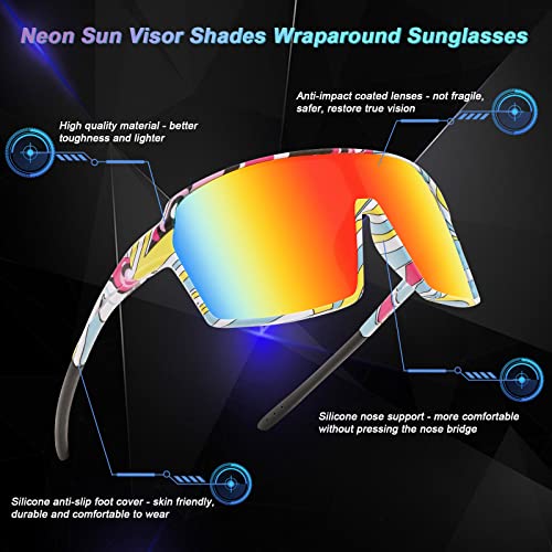 Wanwan Large Men Sunglasses 80S Shield Sport Cycling Sunglasses Women Visor Shades Baseball Running Fishing Golf Glasses #TOP2