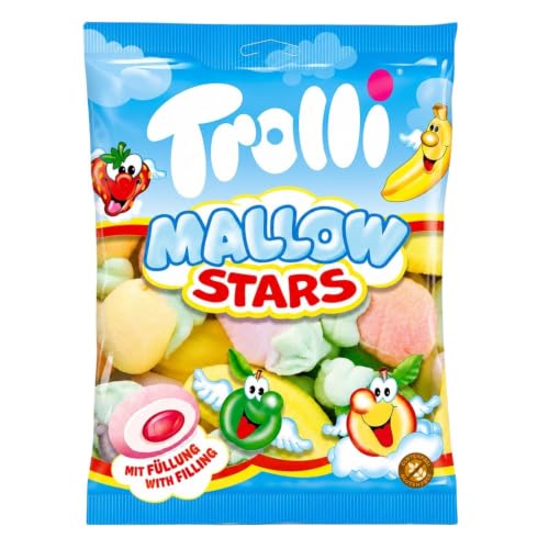 SURTIDO DE NUBES RELLENAS CON FORMAS DE FRUTAS TROLLI MALLOW STARS - 150 G