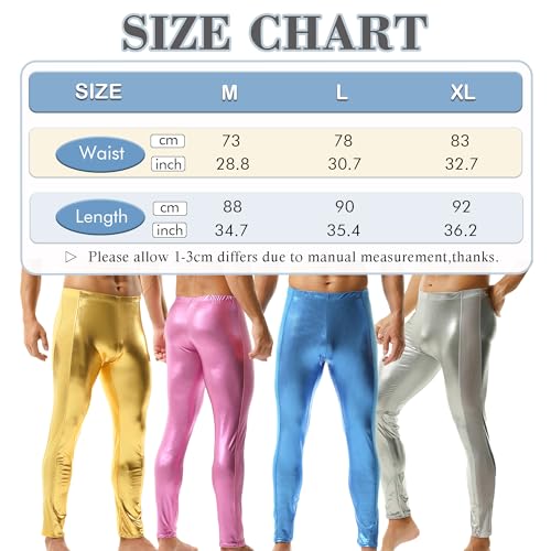 YUFEIDA Calça legging masculina metálica brilhante Wetlook Hot Slim Fit, Preto, G