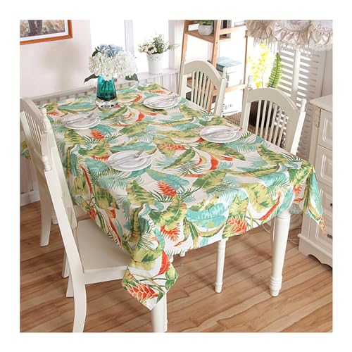 Nappe feuilles tropicales vert coton pour repas terrasse KnSam